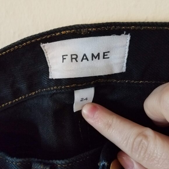 Frame Le Piper Cropped High Rise Straight Leg Jeans Blackletter Women's 24 LPR38 - Picture 8 of 12